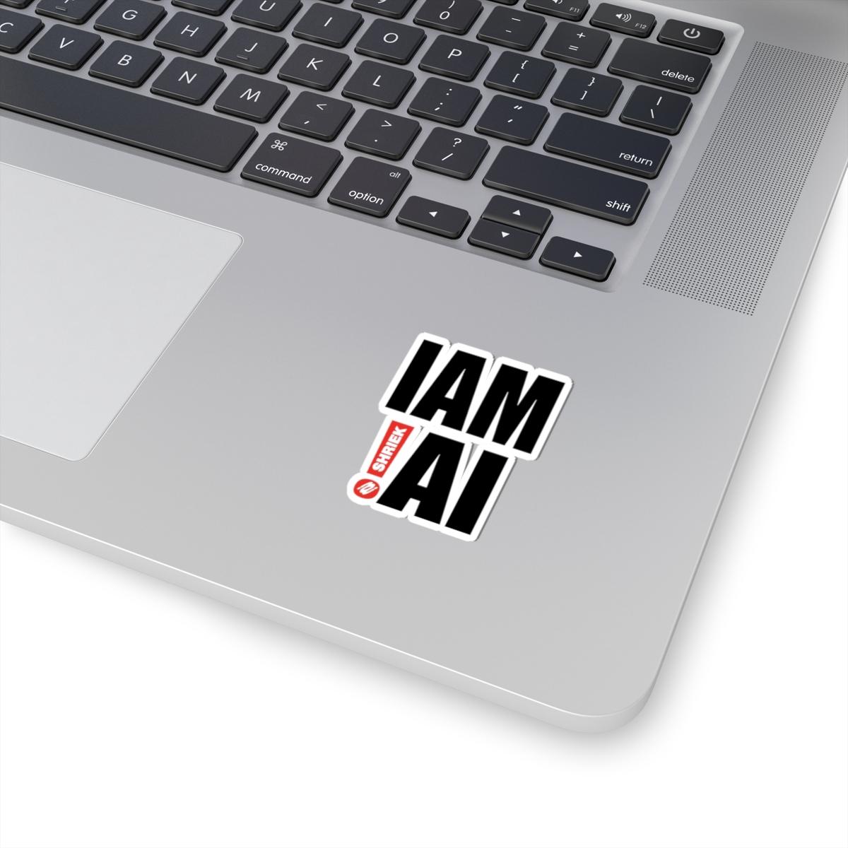 IAM!AI sticker on laptop