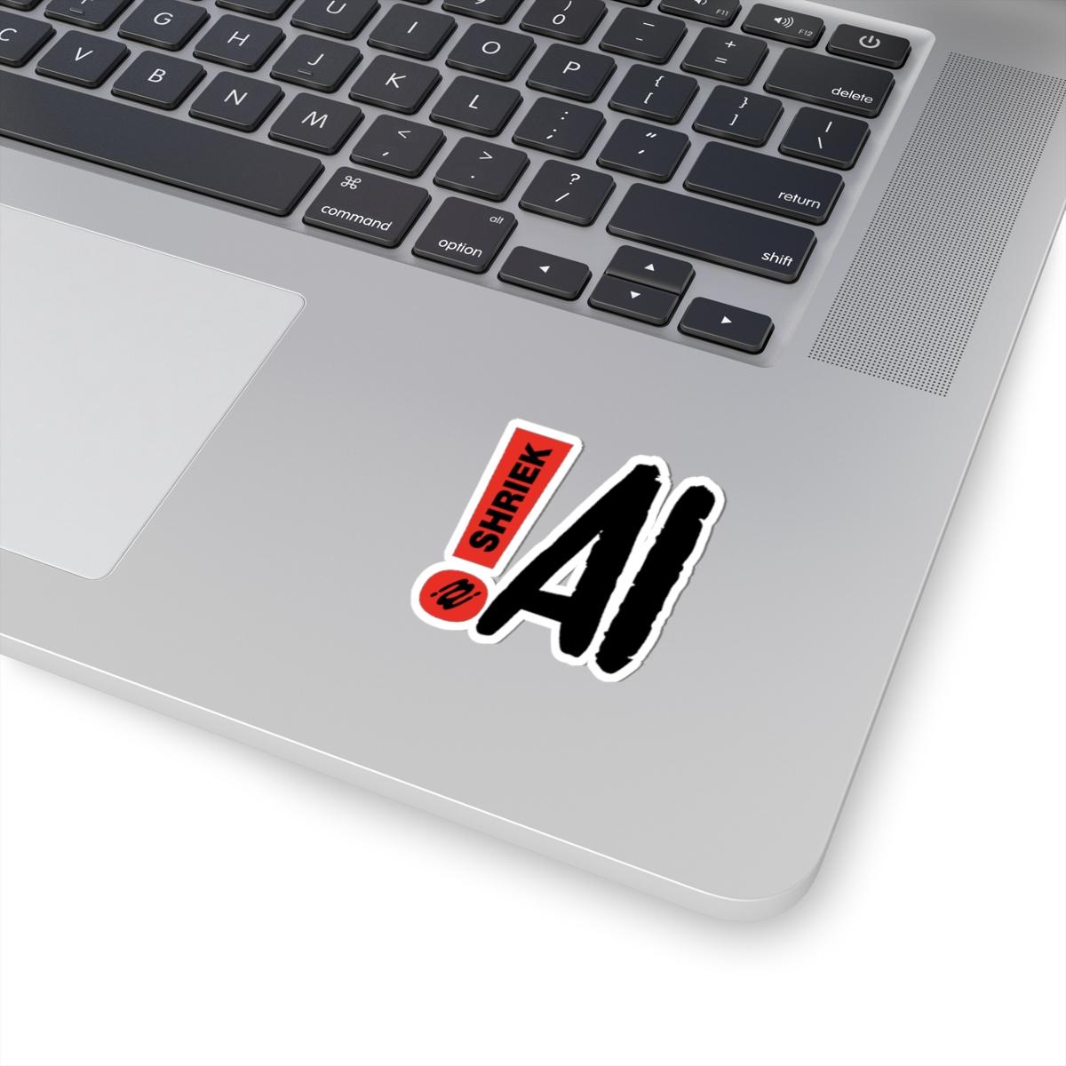 !AI sticker on laptop